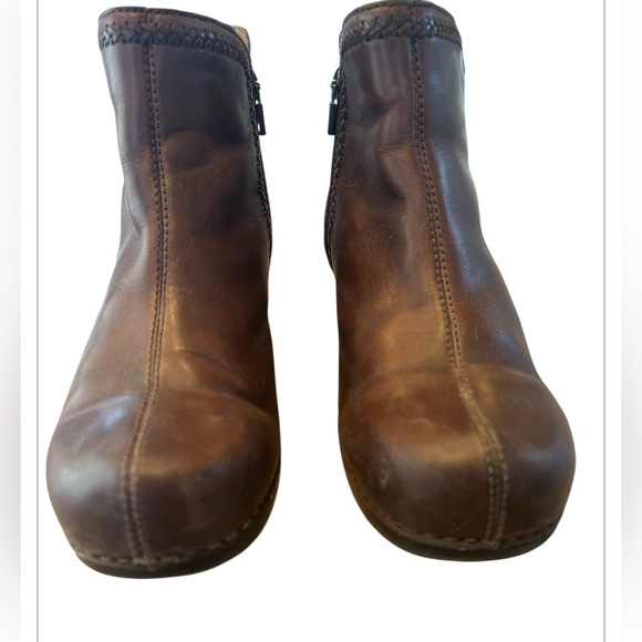 Womens Dansko Scout Brown Leather Ankle Zip Bootie Boots Size 40 Workwear Boho - Picture 10 of 16